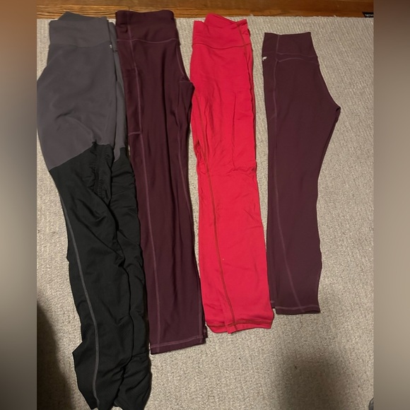 Set of Four Women's Leggings in Black, Burgundy, and Red - Picture 1 of 5